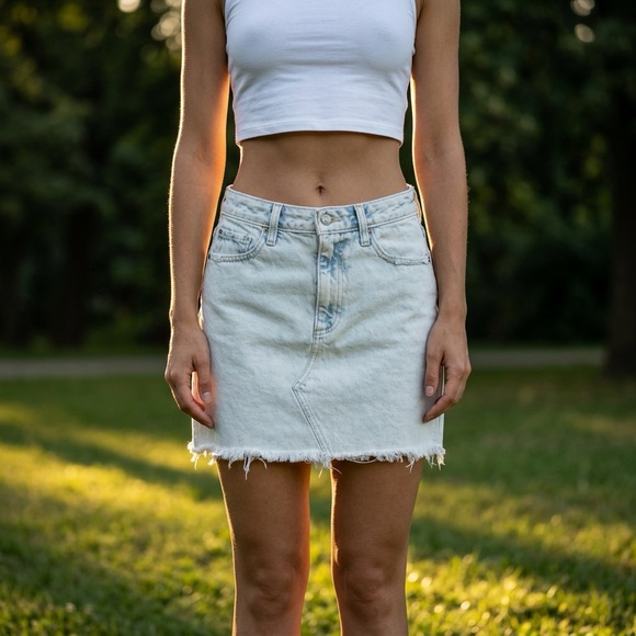 Abercrombie & Fitch Dresses & Skirts - Abercrombie & Fitch Zoe Natural Rise Vintage A-Line Denim Skirt Light Wash 4 27